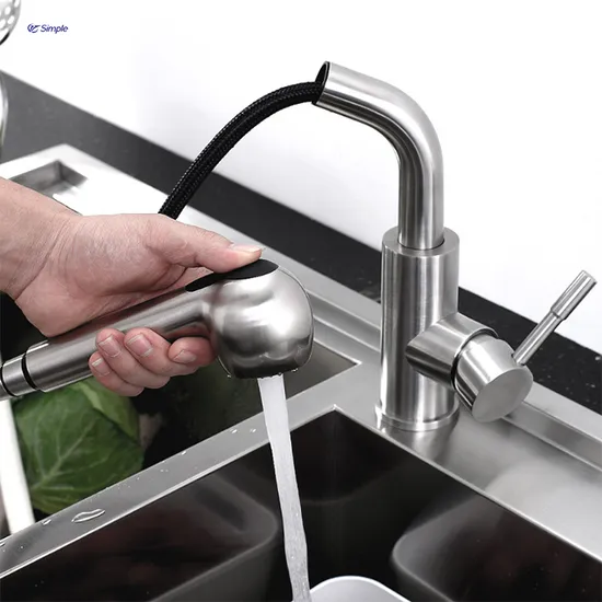 Sairi Double Holes 304 Stainless Steel Single Handle Hot and Cold Water Mixer Tap Wall Mounted Kitchen Faucet