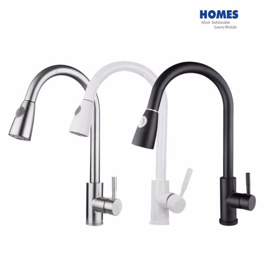 Kitchen Sink Faucet with Pull-Down Spray Stainless Steel Brushed Nickel Kitchen Faucet