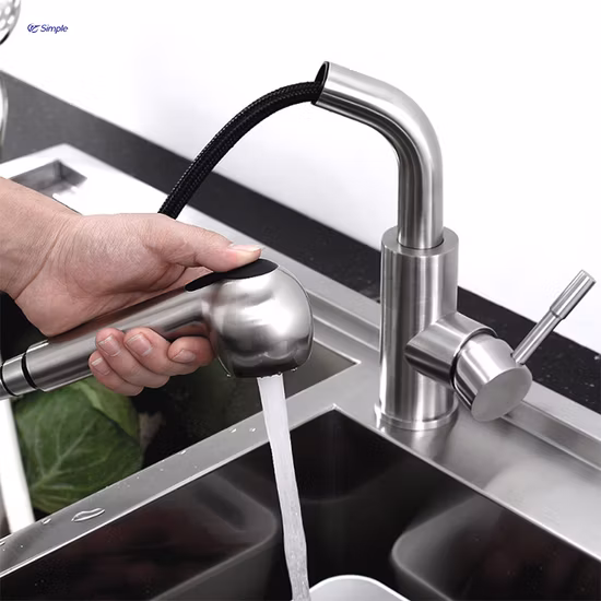 Sairi Double Holes 304 Stainless Steel Single Handle Hot and Cold Water Mixer Tap Wall Mounted Kitchen Faucet