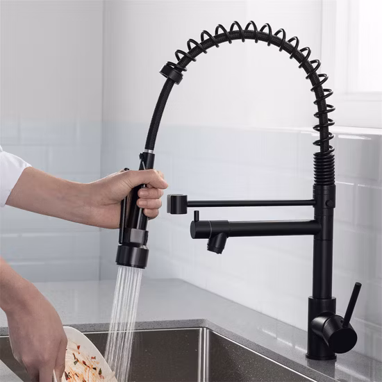 304 Stinless Steel Sinks Mixer Water Faucet Tap Manufacturer Single Handle Lever Pre-Rinse Spring Pull out Kitchen Sink Faucet Taps with Pull-Down Sprayer