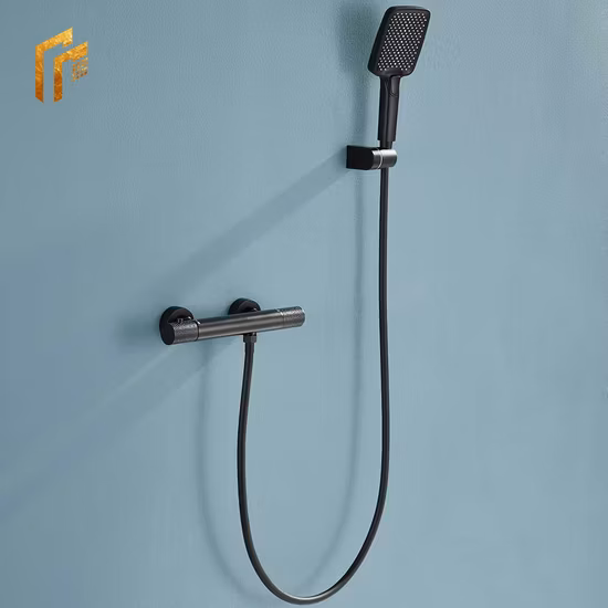 Fashion Design Model Wall Mounted Thermostatics Solid Brass Body Square More Functions Digital Display, Storage Rack Button Matt White Shower Set Mixer