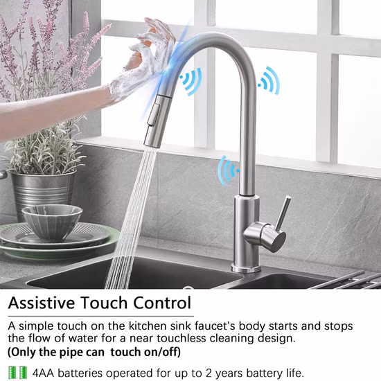 Pull out Single Handle Lever Automatic Touchless Touch Free No-Touch Motion Sensor Brass Body Bathroom Bidet Kitchen Sink Wash Basin Water Mixer Tap Faucet