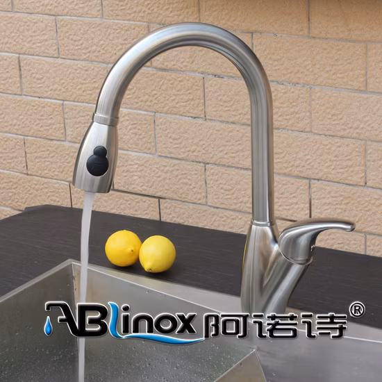 Stainless Steel Mirror/Bathroom Accessories Satin Single Handle Kitchen Faucet