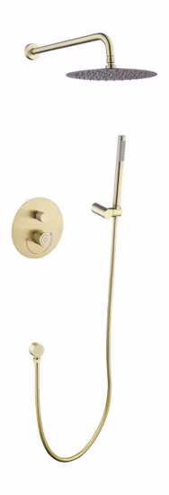 New Design Matt Black Finish Round Shape Thermostatic Button Concealed Shower Mixer with Shower Head