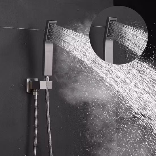 Wholesale Bathroom Single Lever Brushed Nickel Bath Thermostatic Diverter Square Concealed Shower Faucet Mixer