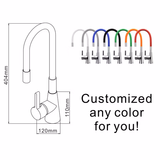 Sanipro Colorful Brass Body Flexible Silicon Tube Sink Tap Mixer Kitchen Faucet