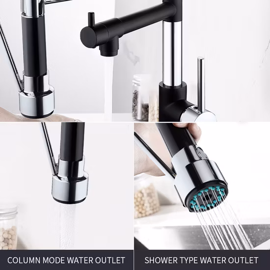 304 Stainless Steel Sink Brass Water Tap Single Lever Pull out Kitchen Faucet
