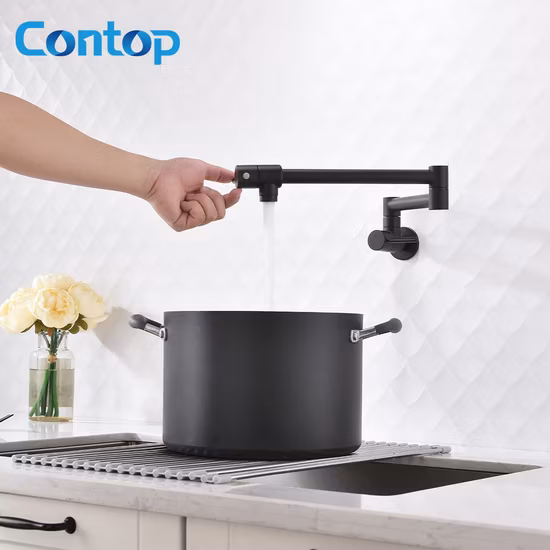 Brass Black Modern Kitchen Faucet in Wall Faucet Black Wall Mounted