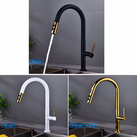 Kitchen Faucet Black with Pull Down Sprayer, Commercial Kitchen Sink Faucet Single Handle Utility Sink Faucet Single Hole